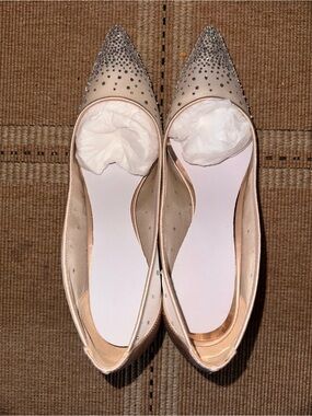 EUC Badgley Mischka Blush Crystal-Embellished Pointed Toe with extra heel pin.